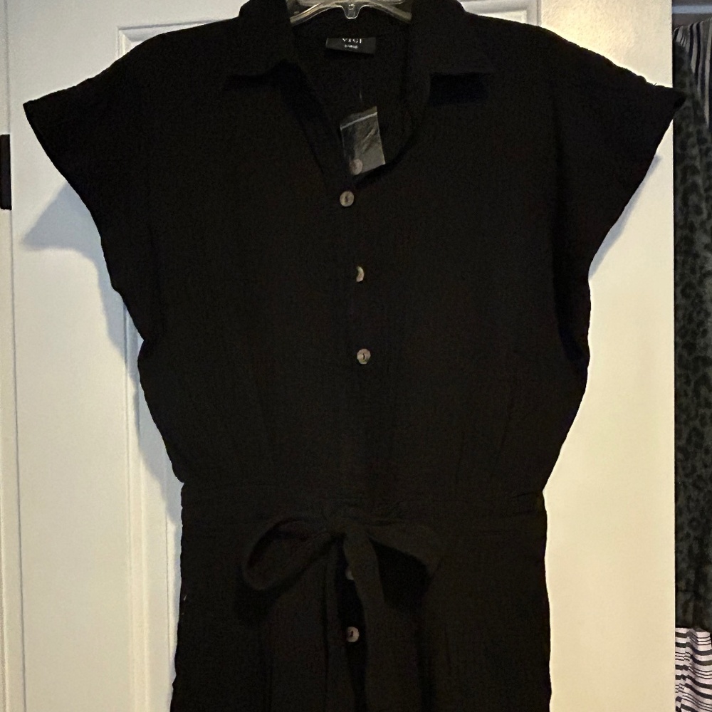 Gauze Short Romper with cinch-waist and belt tie